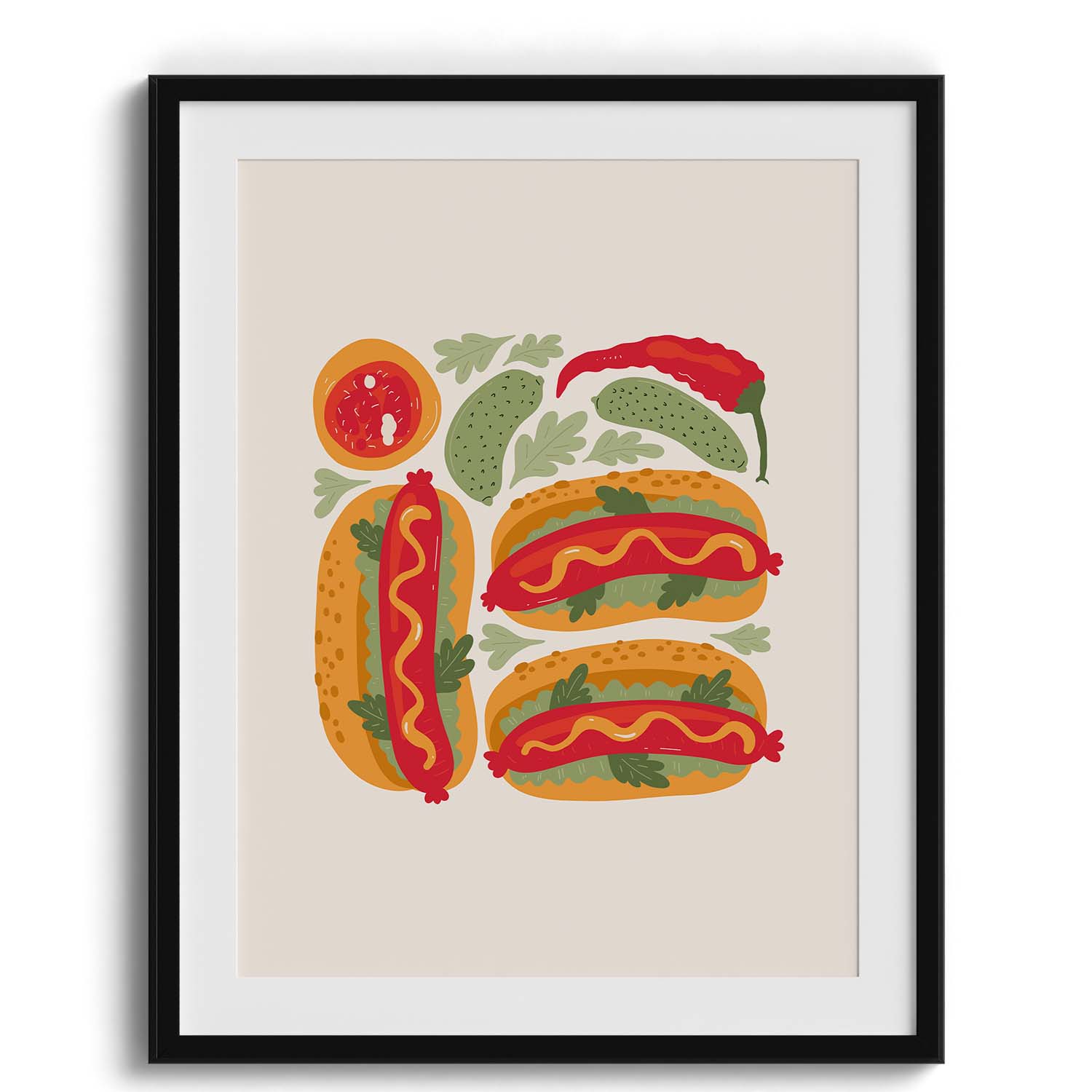 Gourmet Hotdog Duo Food Art Print