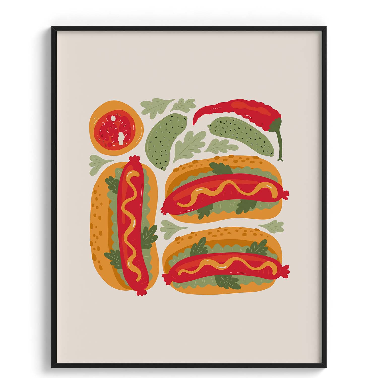 Gourmet Hotdog Duo Food Art Print