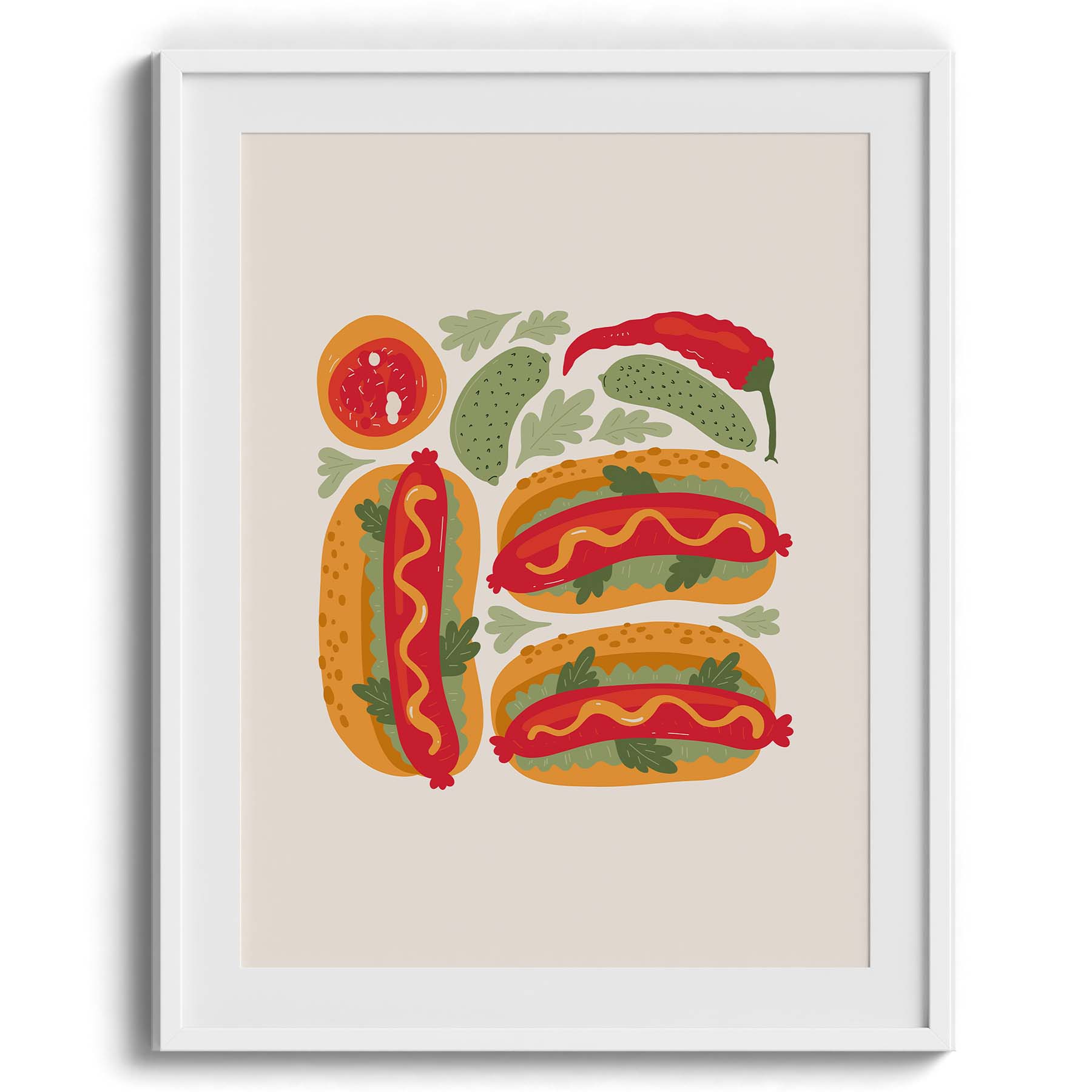 Gourmet Hotdog Duo Food Art Print