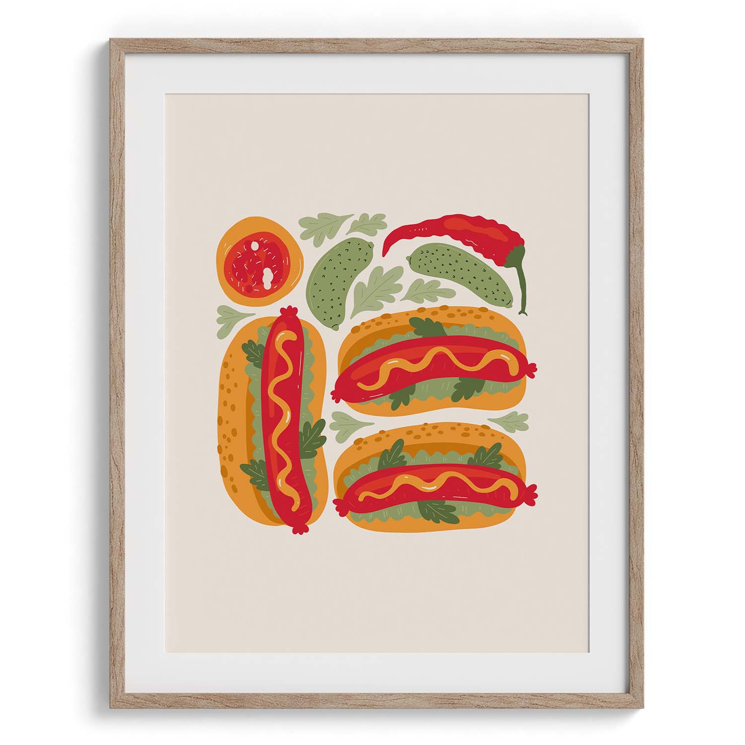 Gourmet Hotdog Duo Food Art Print