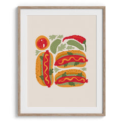 Gourmet Hotdog Duo Food Art Print