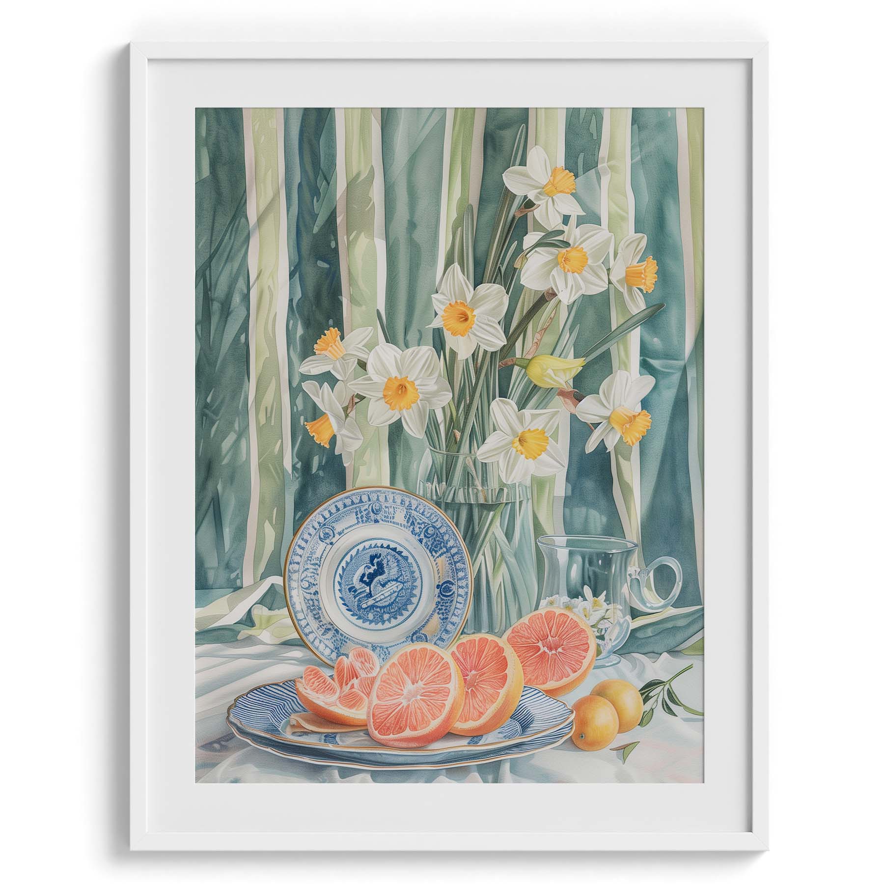 Grapefruit with Daffodils Canvas Wall Art
