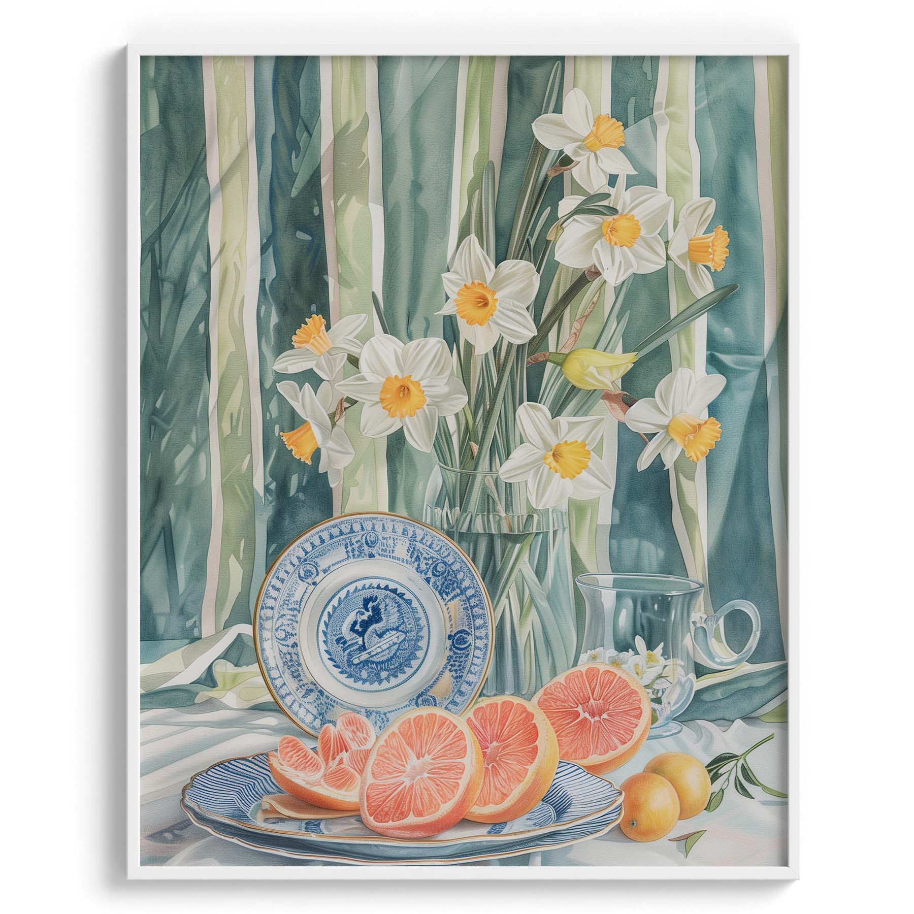 Grapefruit with Daffodils Canvas Wall Art
