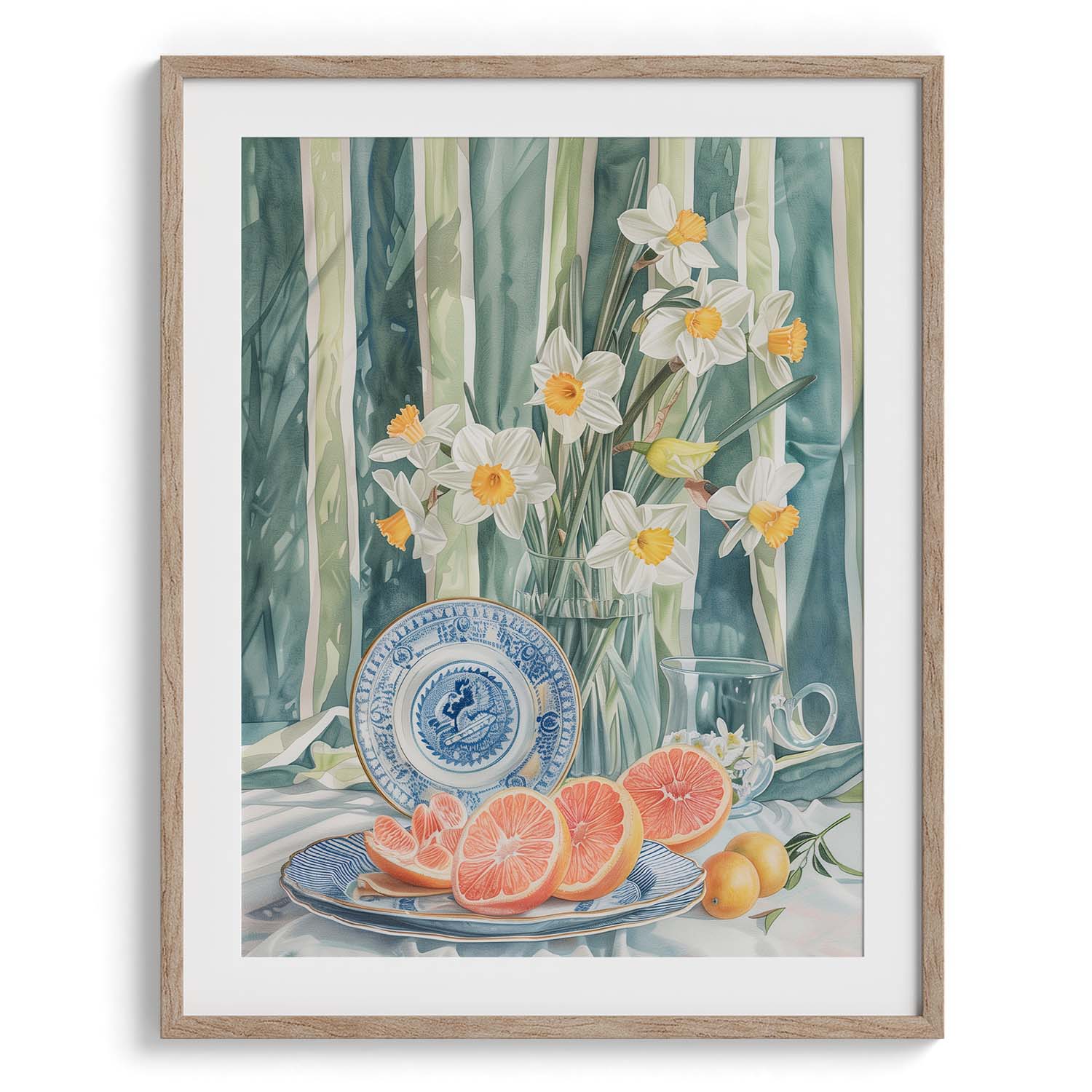 Grapefruit with Daffodils Canvas Wall Art