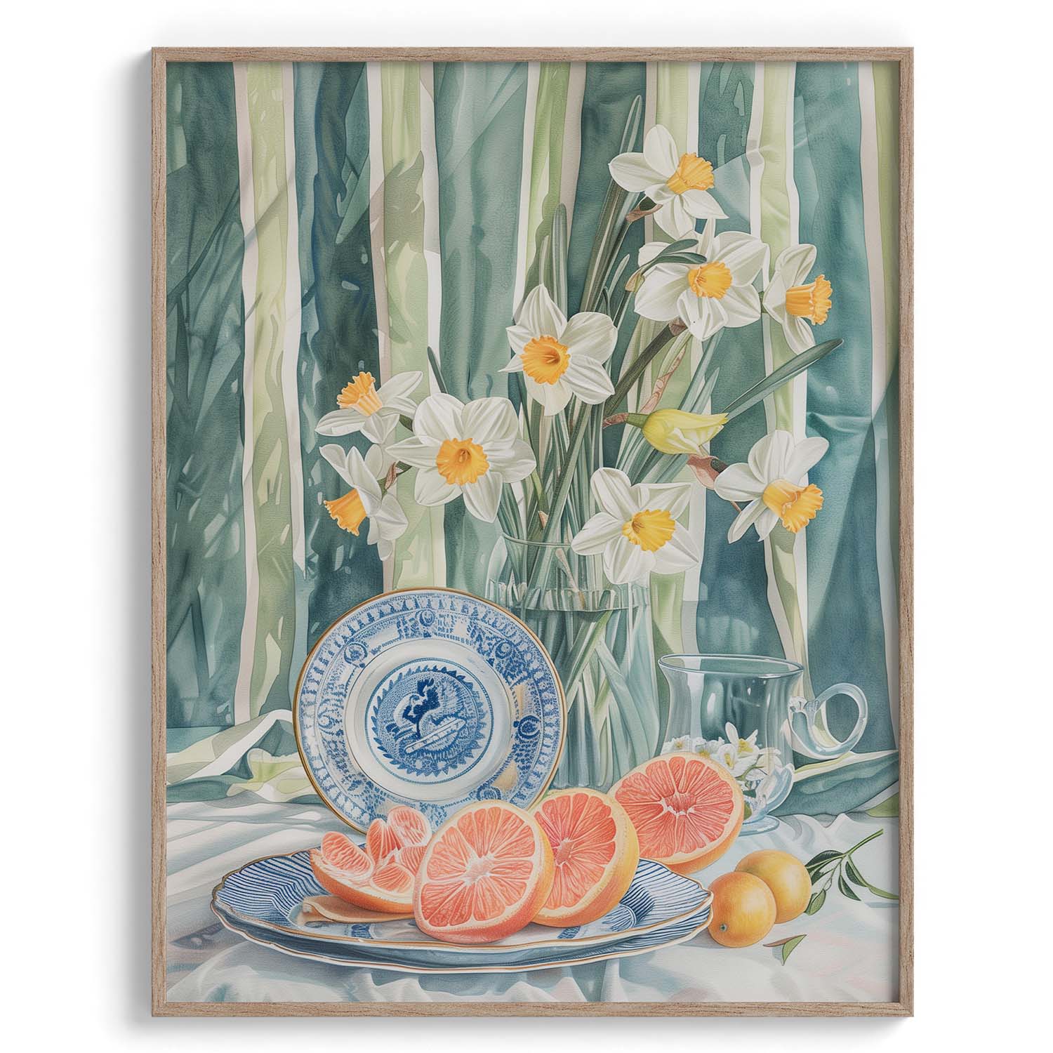Grapefruit with Daffodils Canvas Wall Art