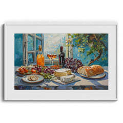 Grapes Cheese and Bread Spread Wall Art Painting