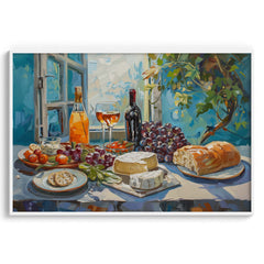 Grapes Cheese and Bread Spread Wall Art Painting