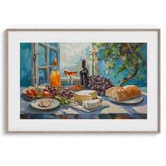 Grapes Cheese and Bread Spread Wall Art Painting