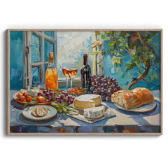 Grapes Cheese and Bread Spread Wall Art Painting