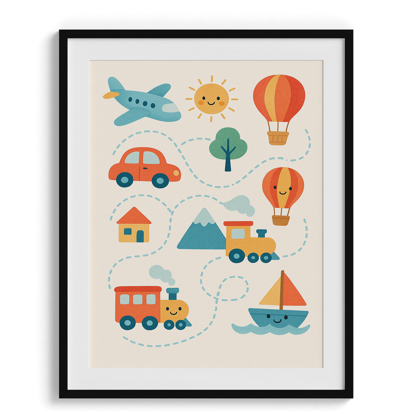 Happy Travel Route Illustration for Kids