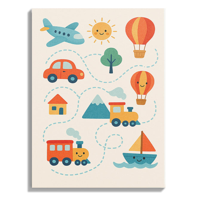 Happy Travel Route Illustration for Kids
