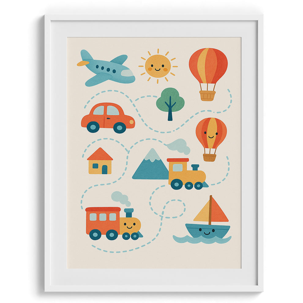 Happy Travel Route Illustration for Kids