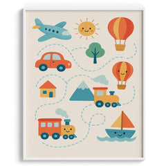 Happy Travel Route Illustration for Kids