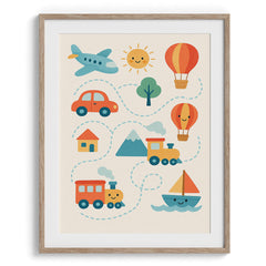 Happy Travel Route Illustration for Kids
