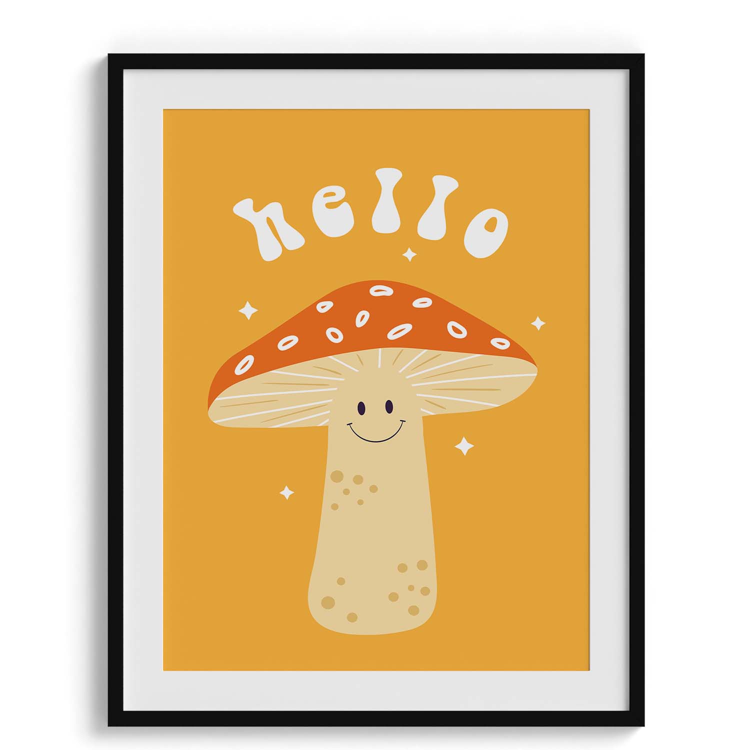 Hello Mushroom Cute Poster