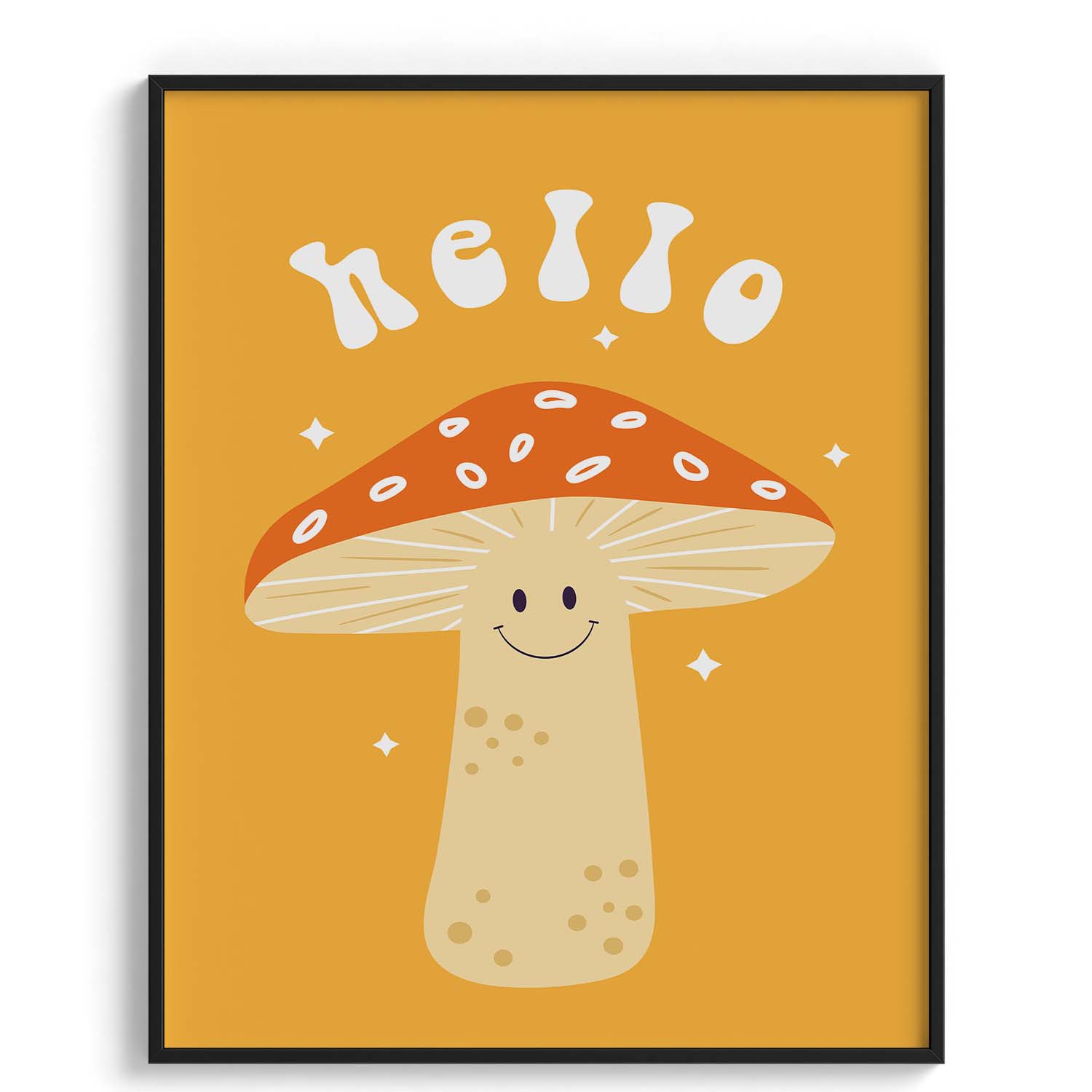 Hello Mushroom Cute Poster