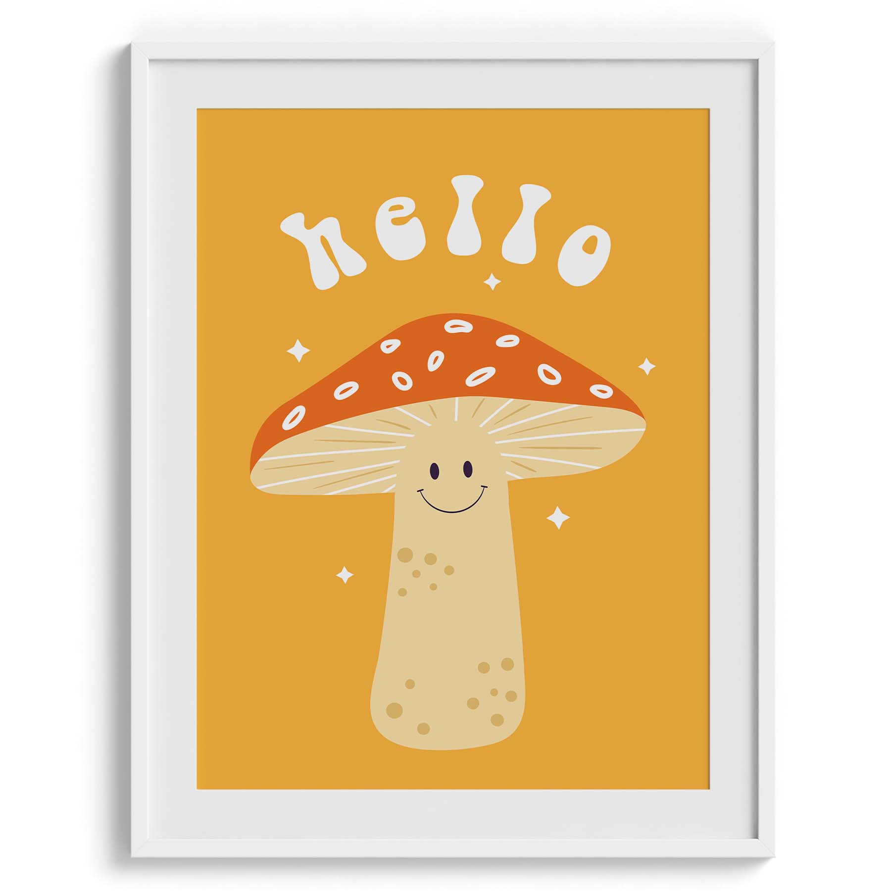Hello Mushroom Cute Poster