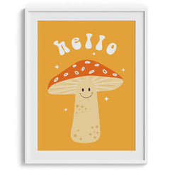 Hello Mushroom Cute Poster