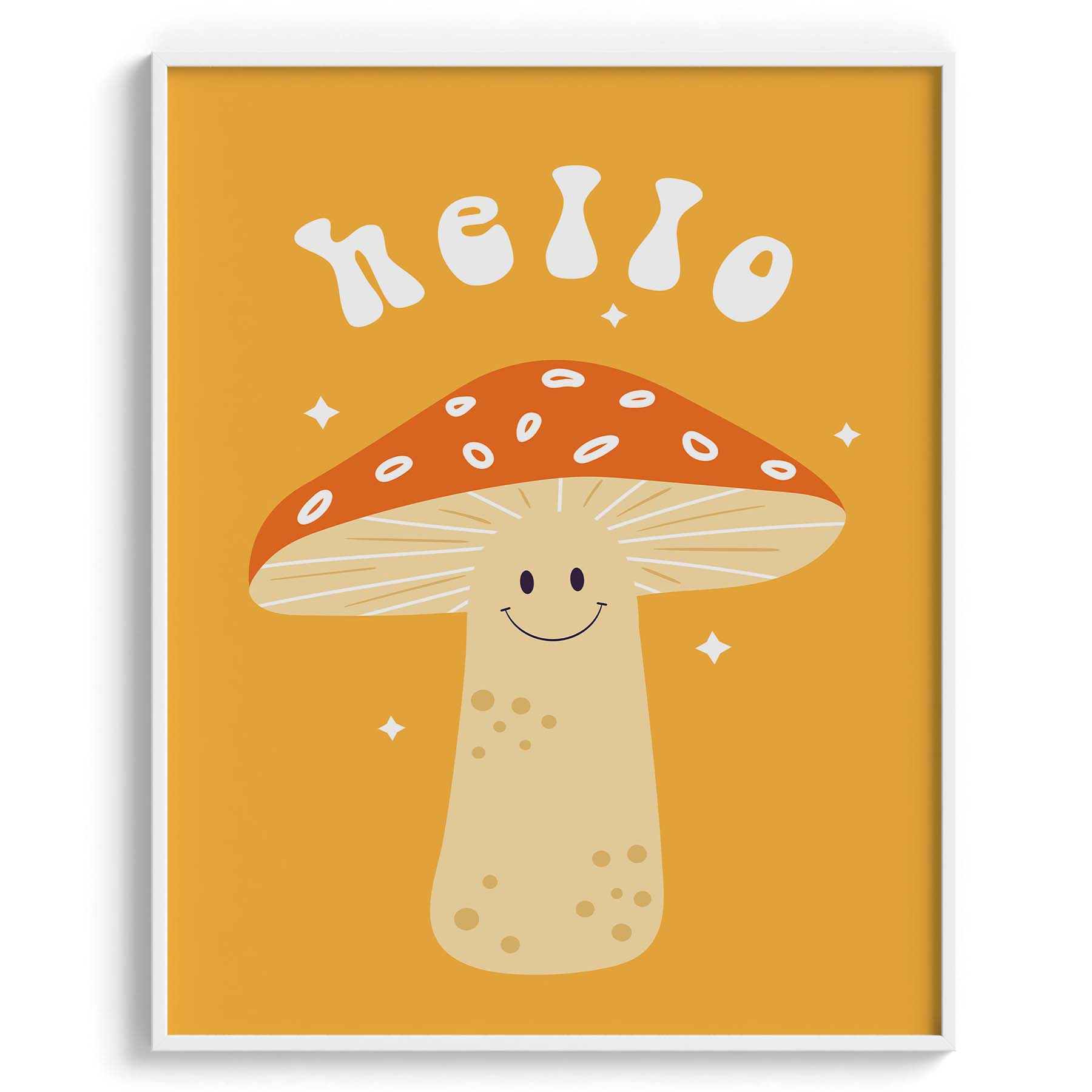 Hello Mushroom Cute Poster