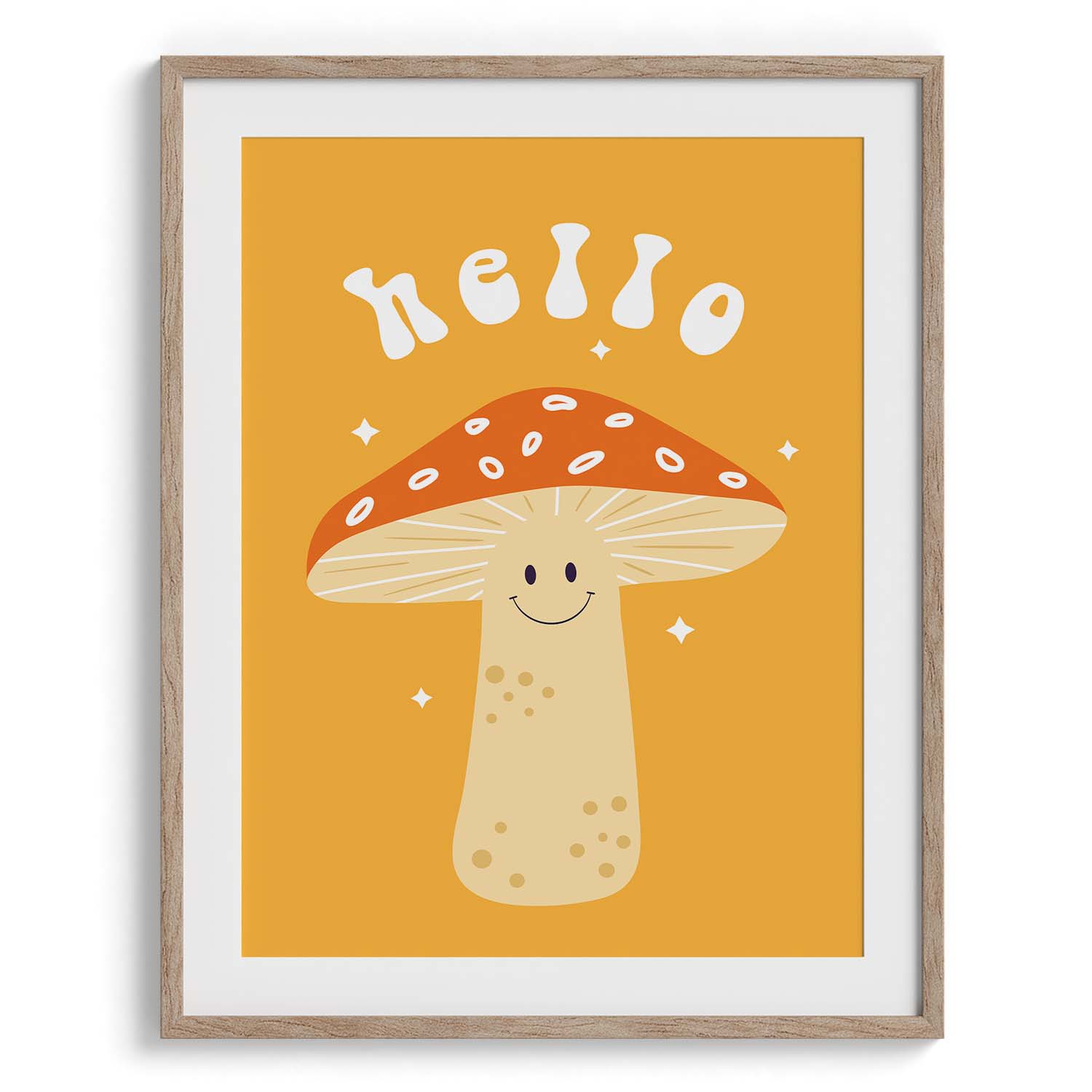 Hello Mushroom Cute Poster