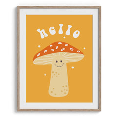 Hello Mushroom Cute Poster