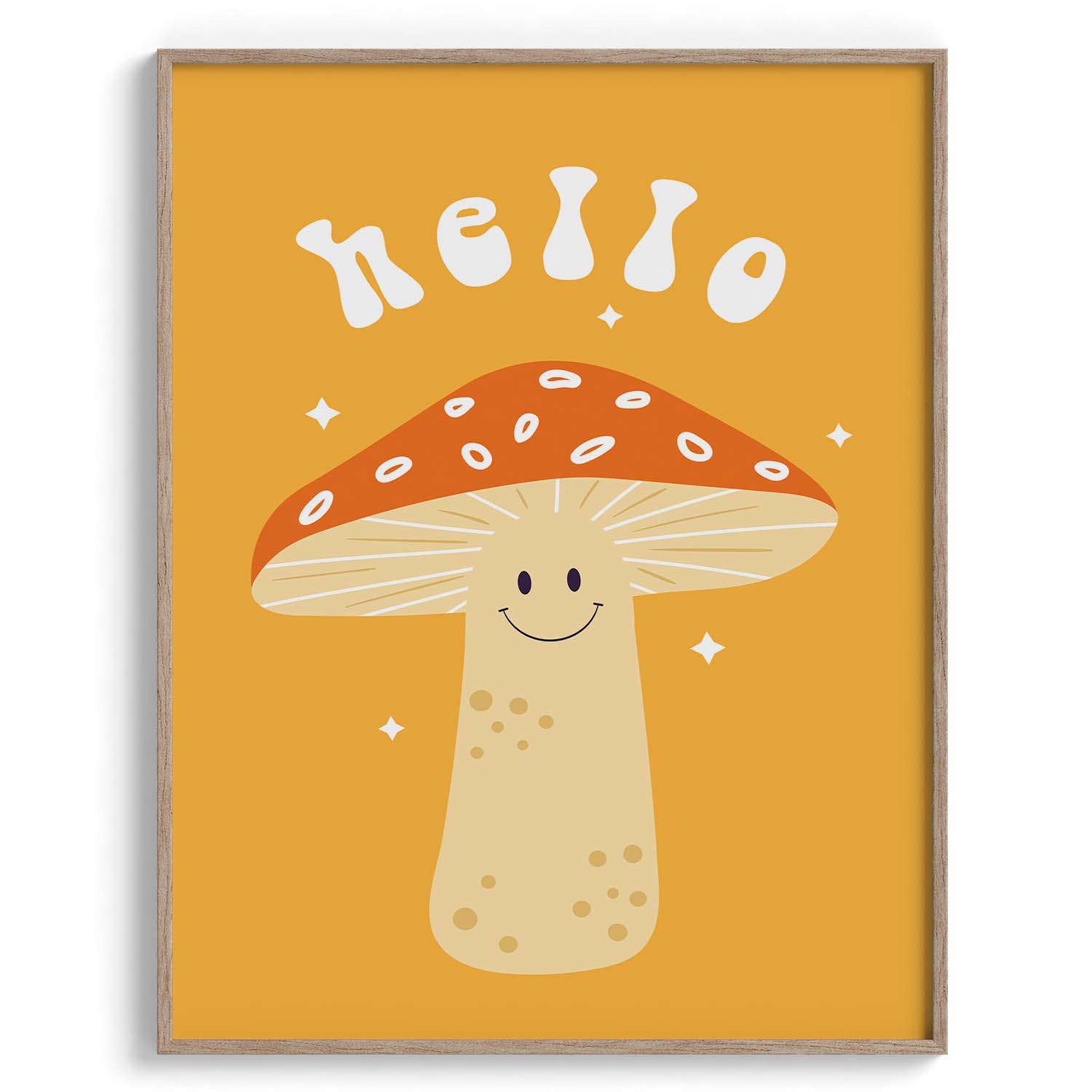 Hello Mushroom Cute Poster