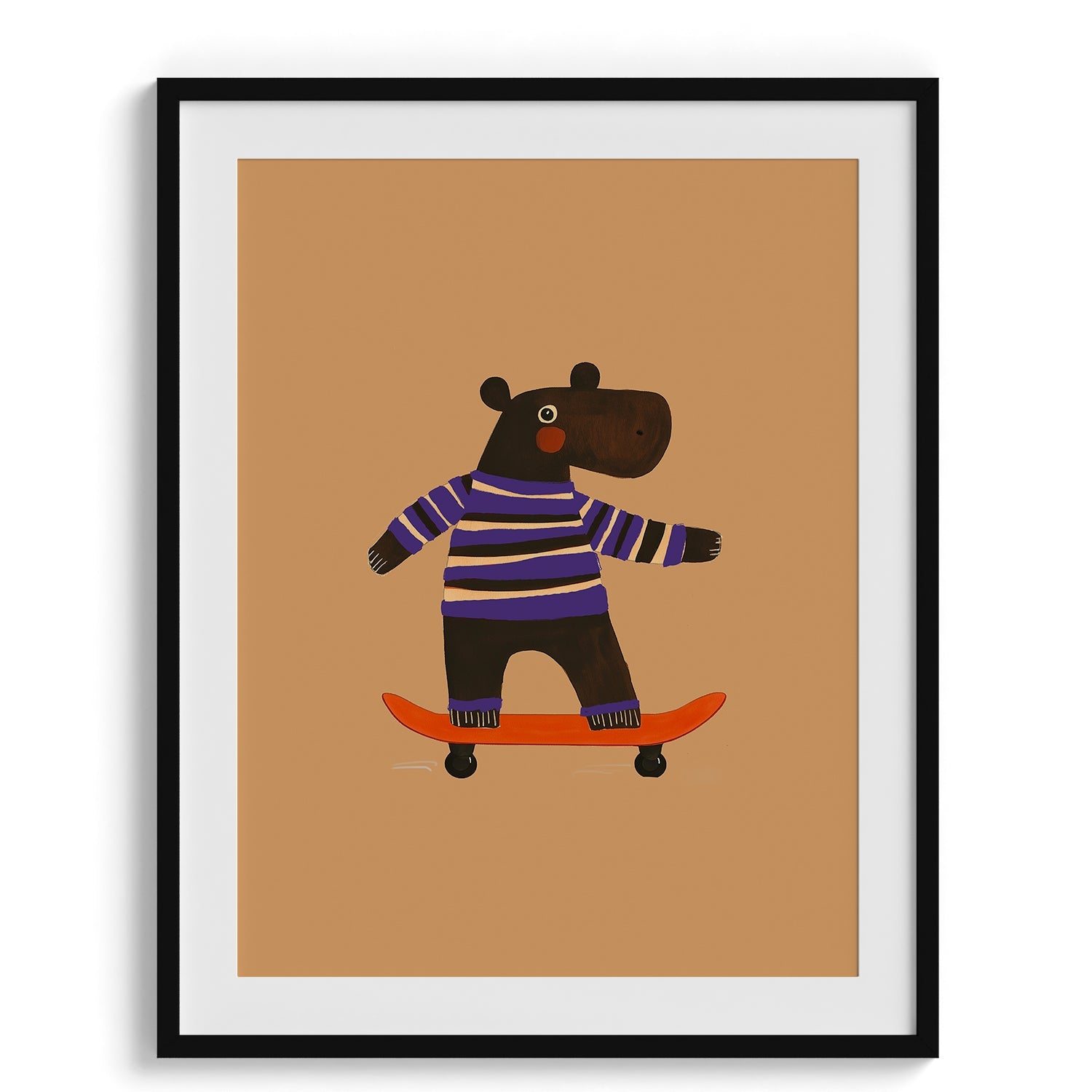 Hippo on Skateboard Poster