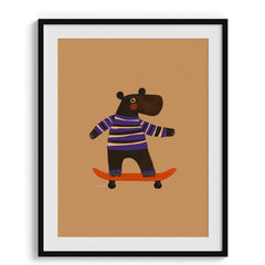 Hippo on Skateboard Poster