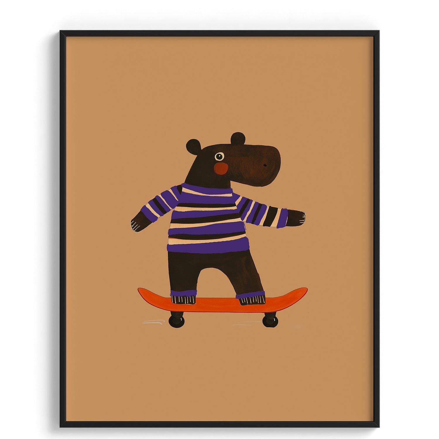 Hippo on Skateboard Poster