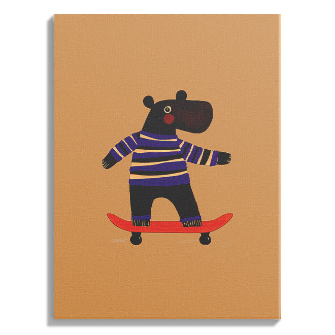 Hippo on Skateboard Poster