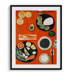 Japanese Sushi Ingredients Wall Painting For Kitchen