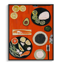 Japanese Sushi Ingredients Wall Painting For Kitchen