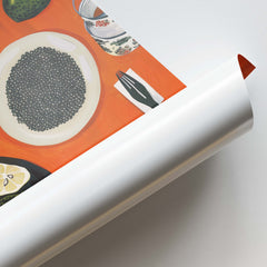 Japanese Sushi Ingredients Wall Painting For Kitchen