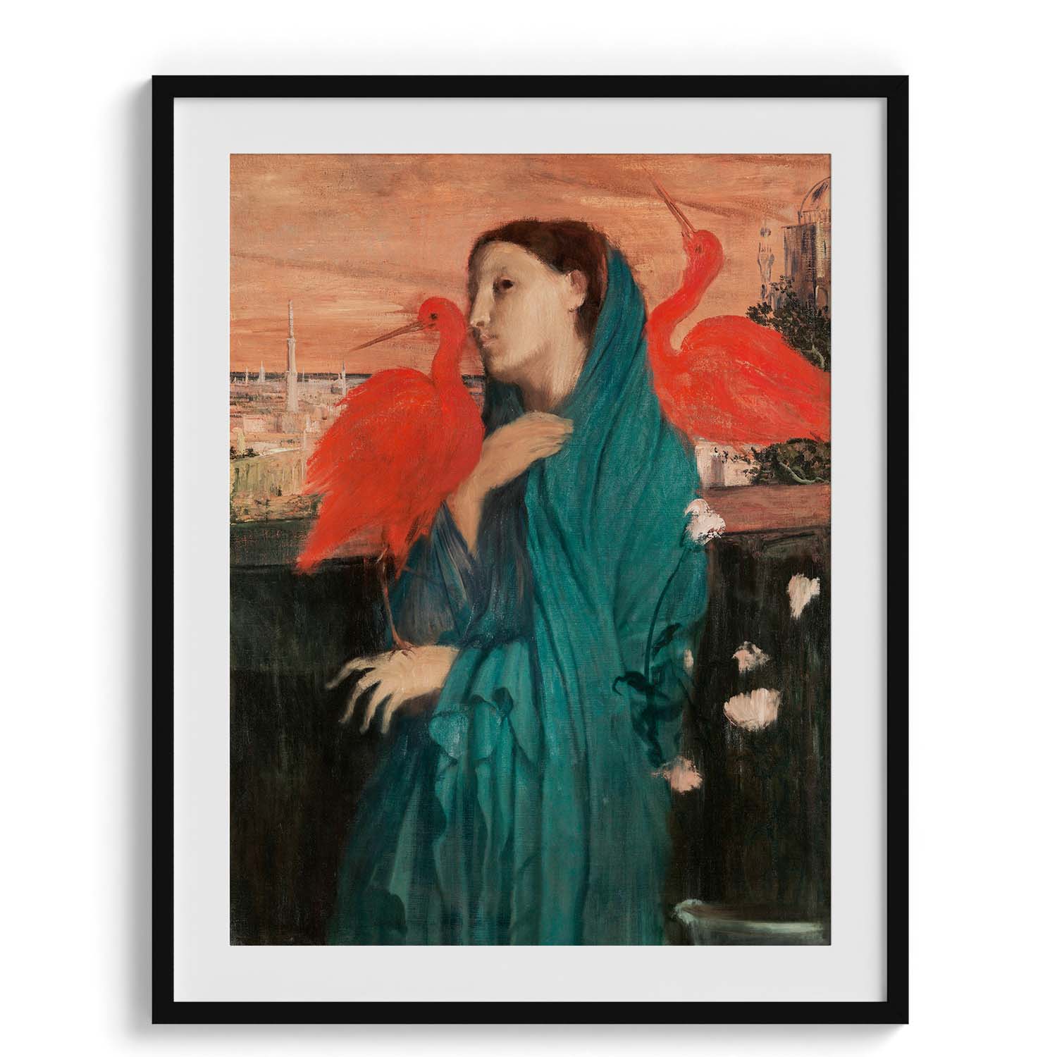 Lady with Scarlet Ibis Birds