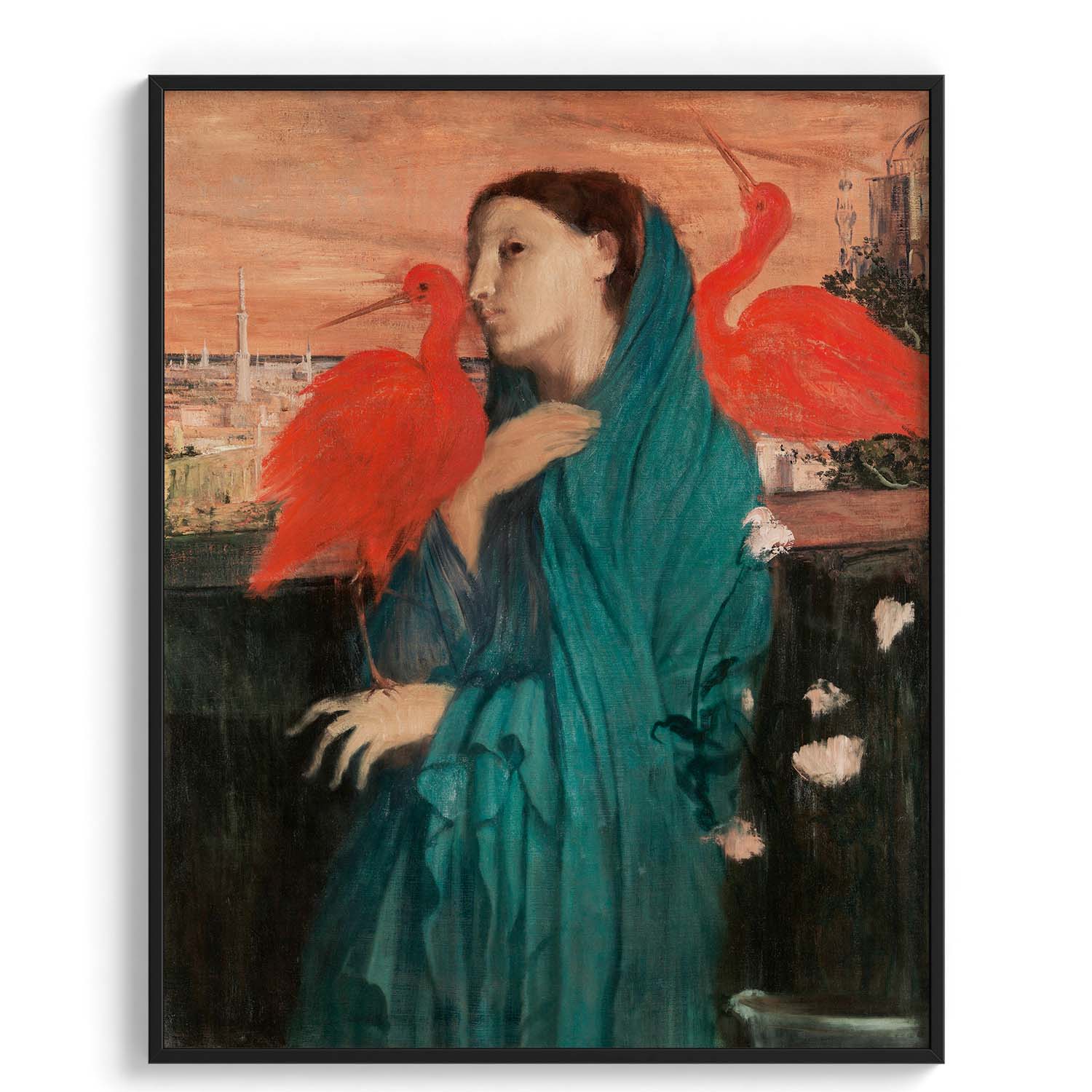 Lady with Scarlet Ibis Birds