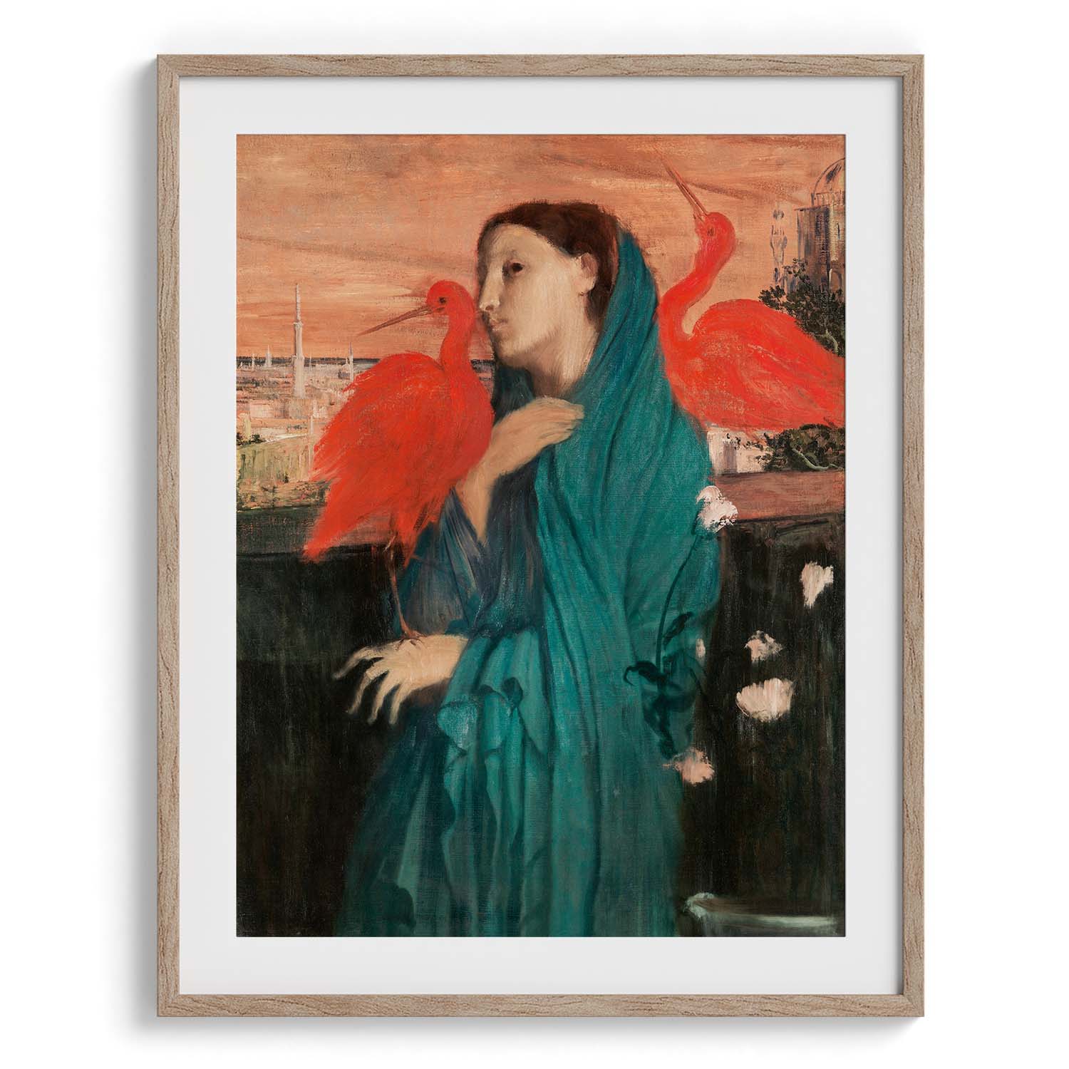 Lady with Scarlet Ibis Birds