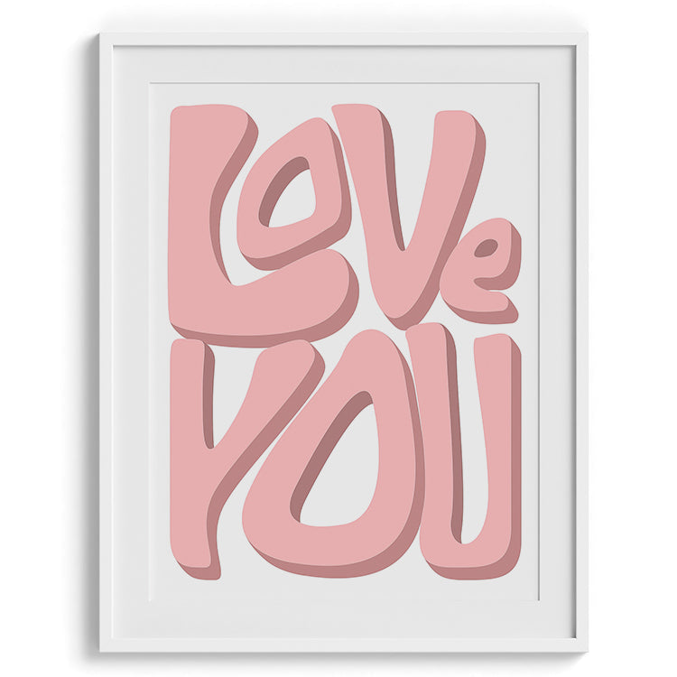 Love You Bold Pink Typography