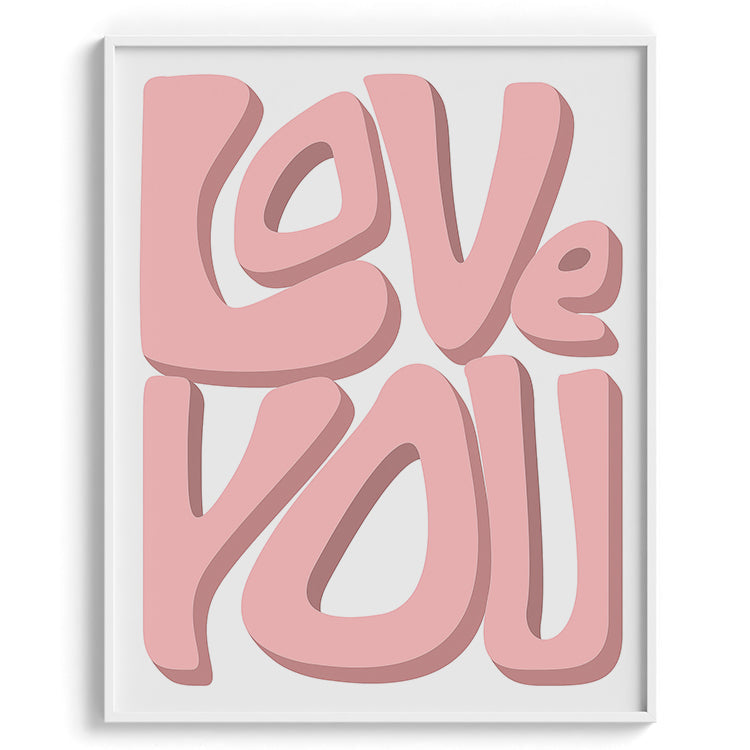 Love You Bold Pink Typography