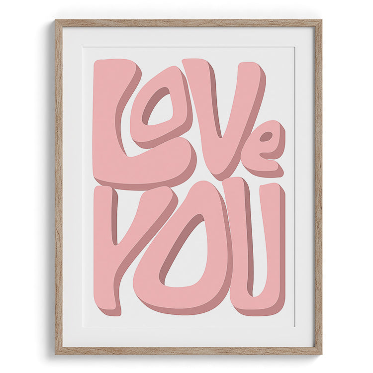 Love You Bold Pink Typography