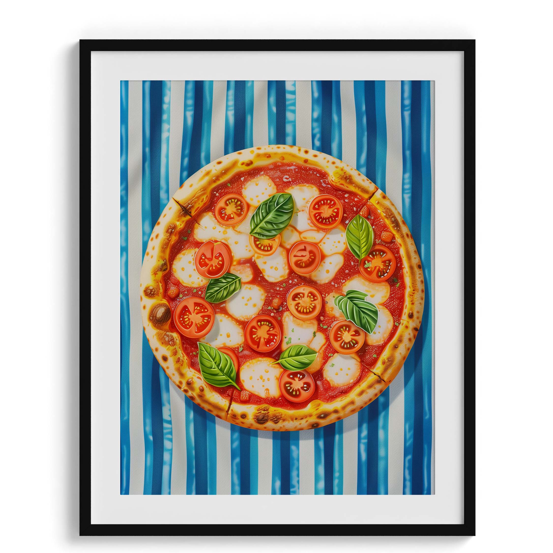 Margherita Pizza with Tomatoes and Basil Modern Wall Art