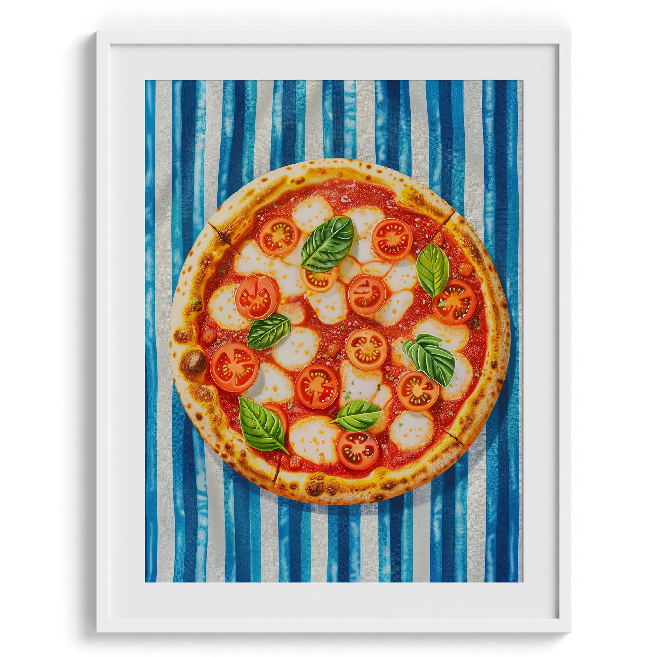 Margherita Pizza with Tomatoes and Basil Modern Wall Art