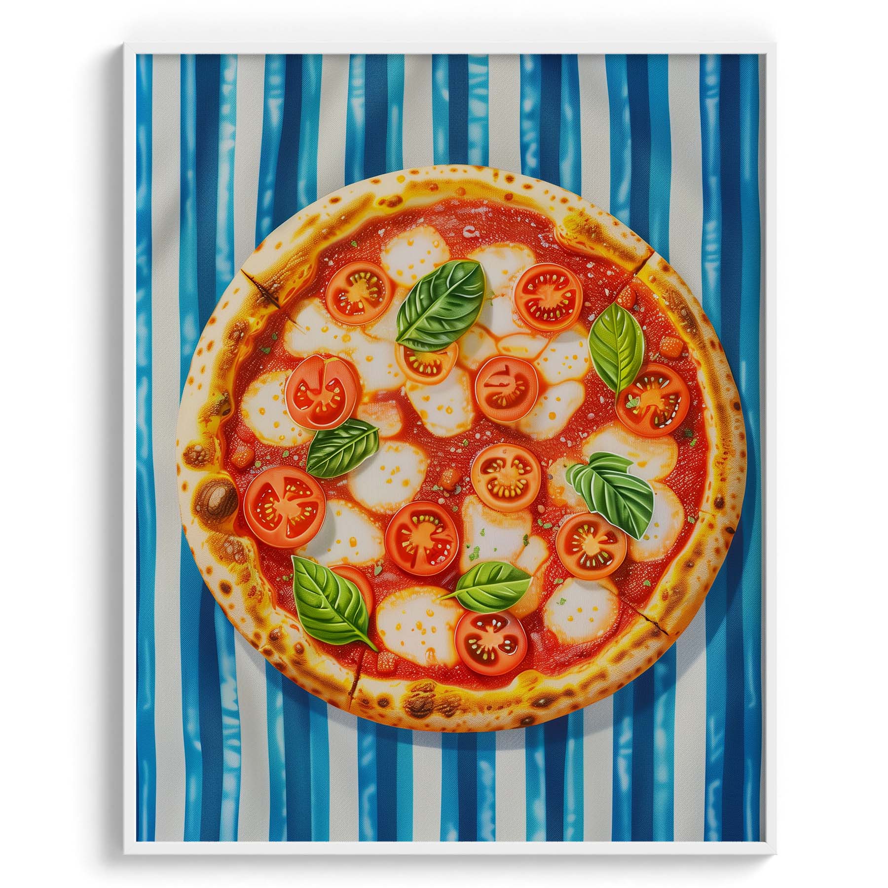Margherita Pizza with Tomatoes and Basil Modern Wall Art