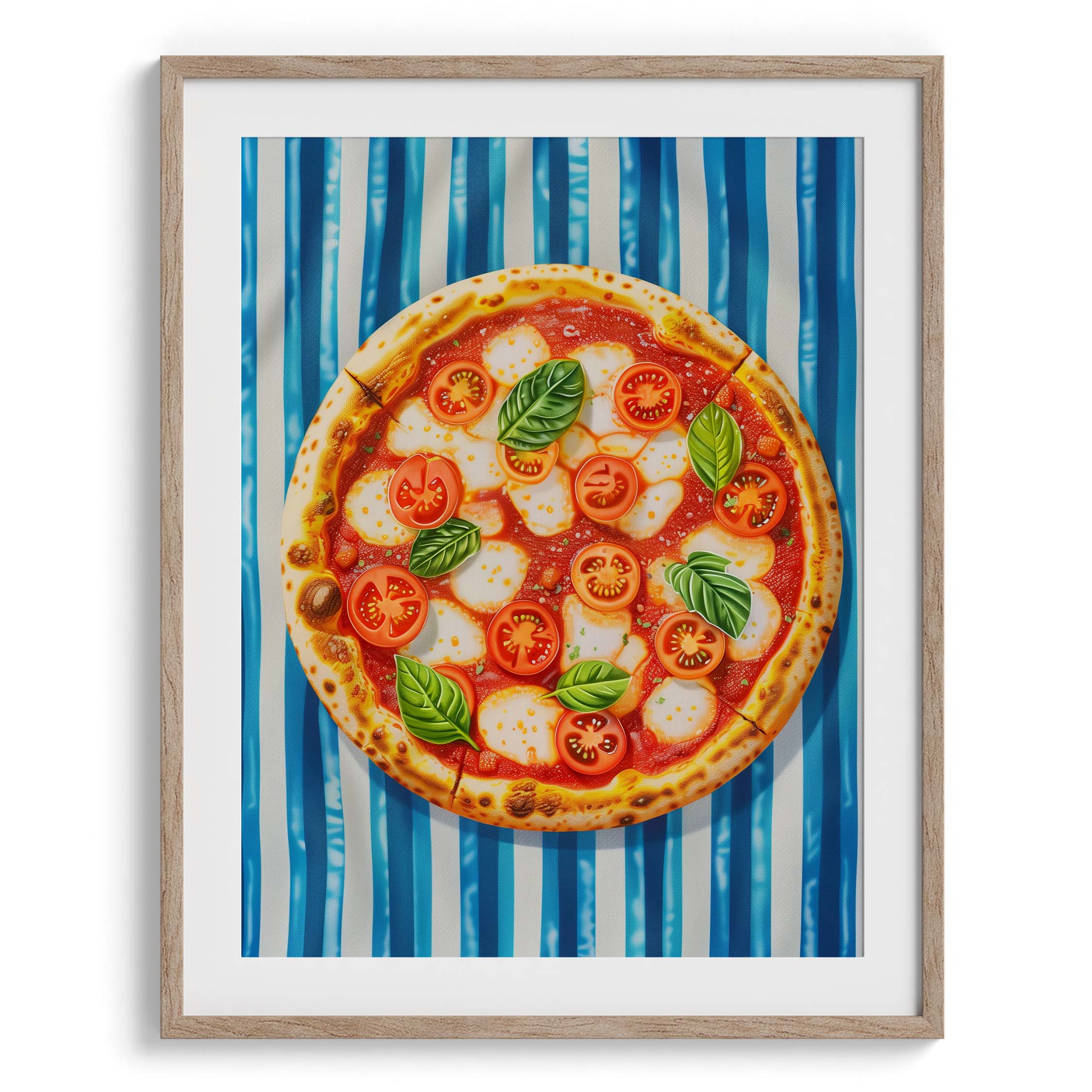 Margherita Pizza with Tomatoes and Basil Modern Wall Art