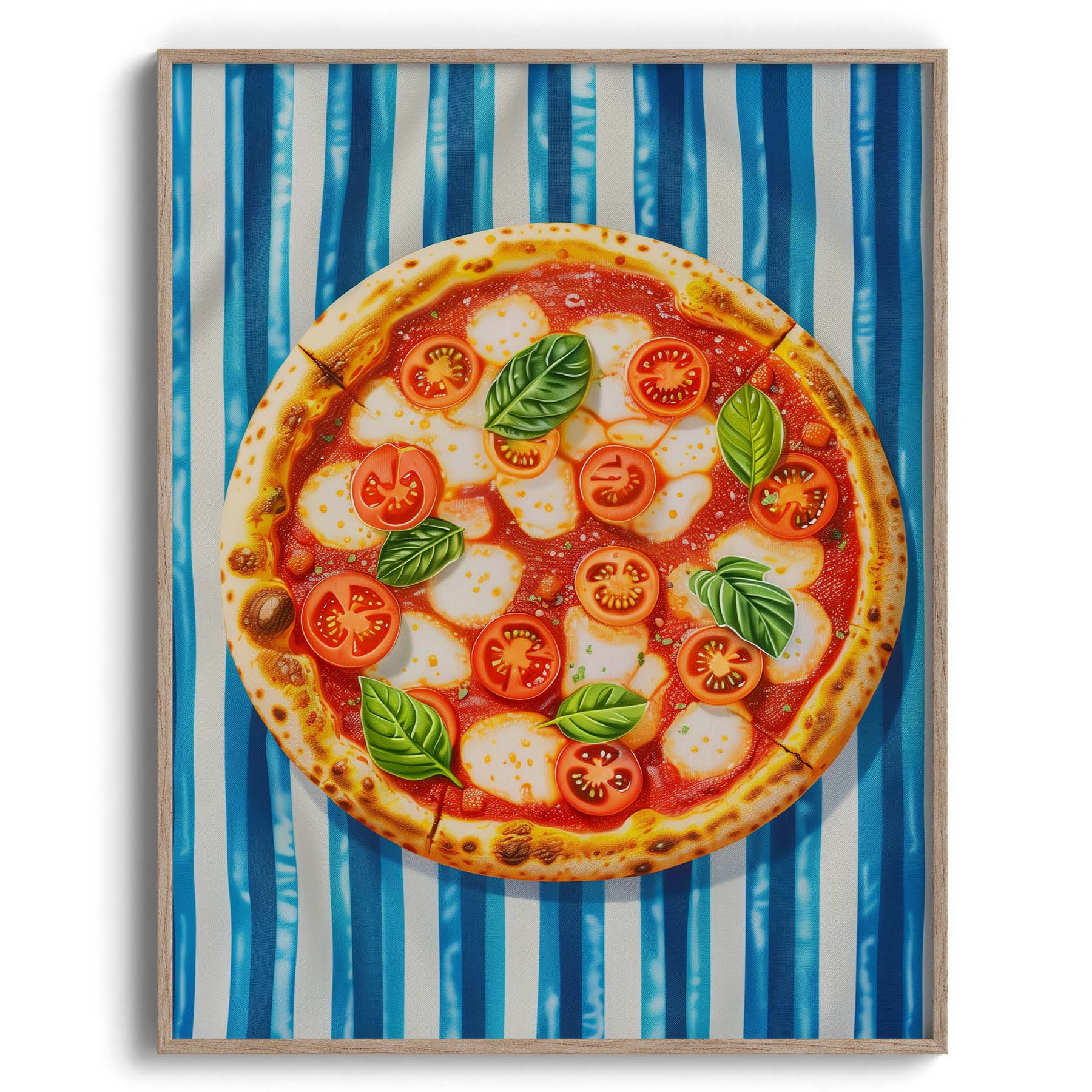 Margherita Pizza with Tomatoes and Basil Modern Wall Art