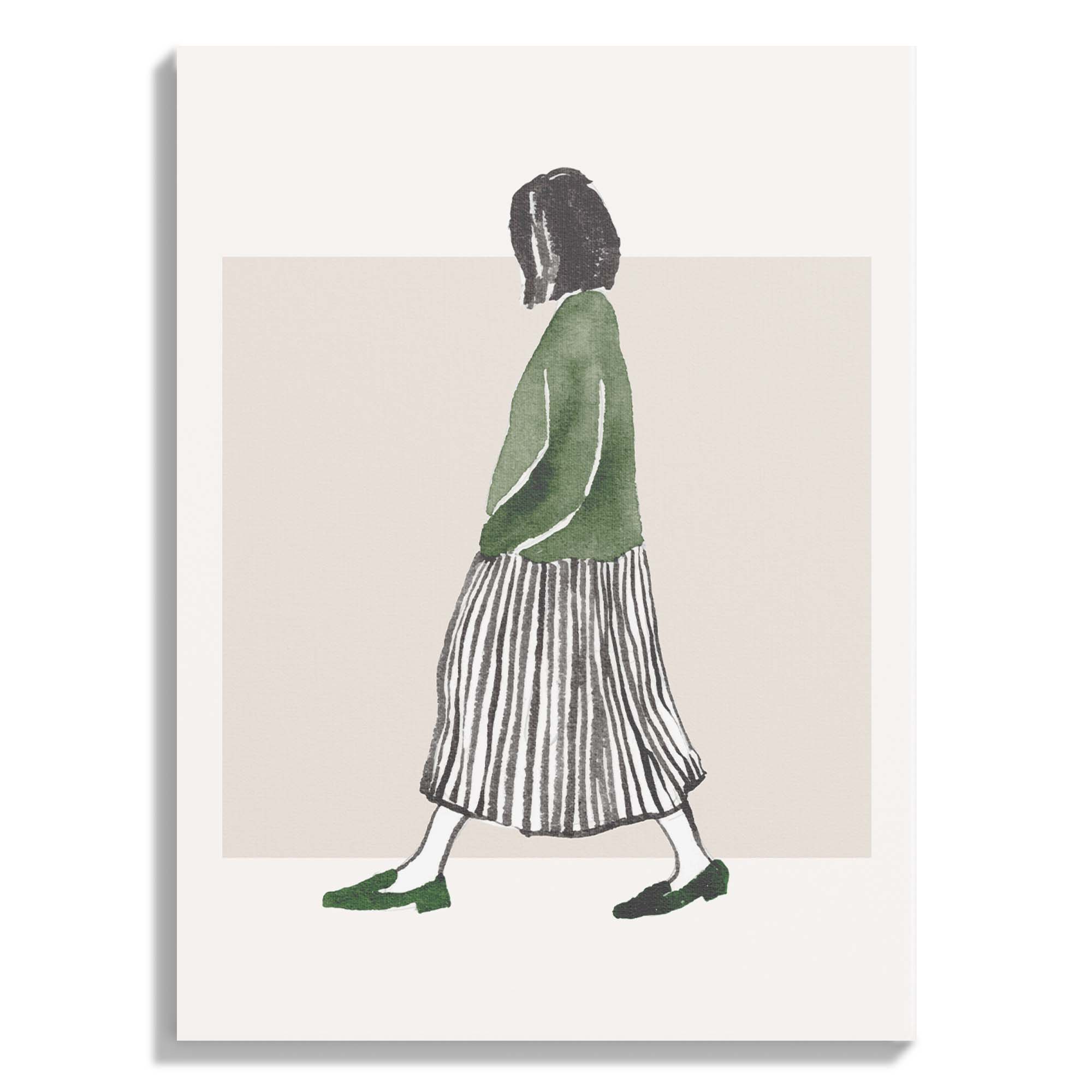 Minimalist Woman in Green & Stripes