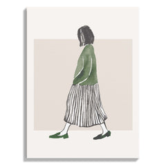 Minimalist Woman in Green & Stripes