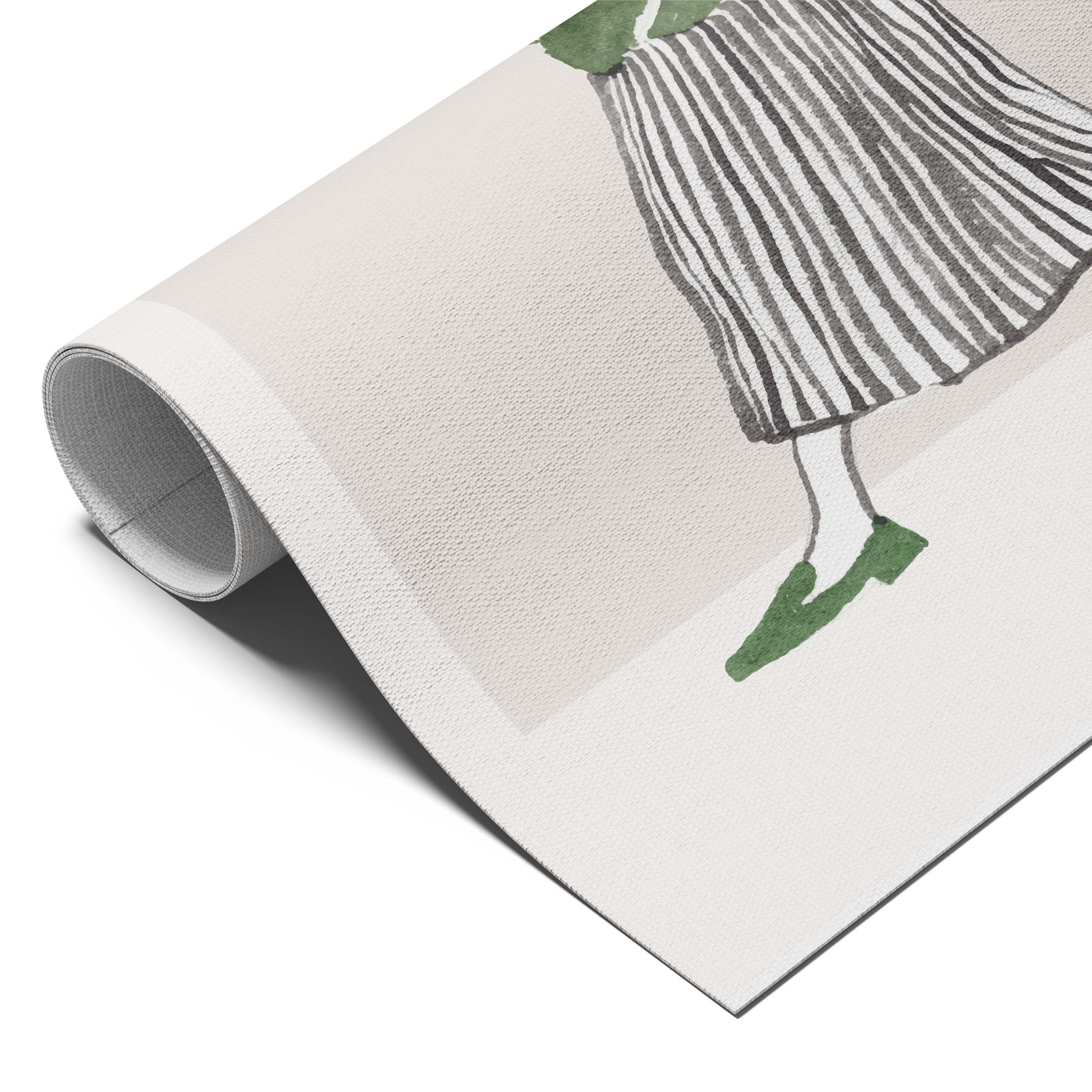 Minimalist Woman in Green & Stripes