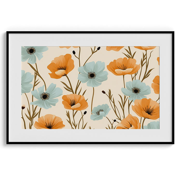 Orange & Blue Floral Pattern