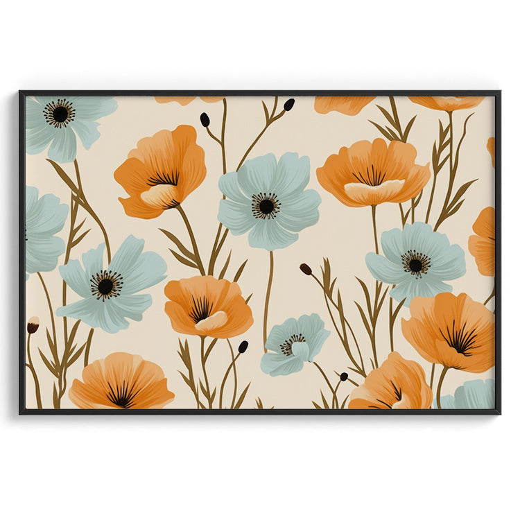 Orange & Blue Floral Pattern