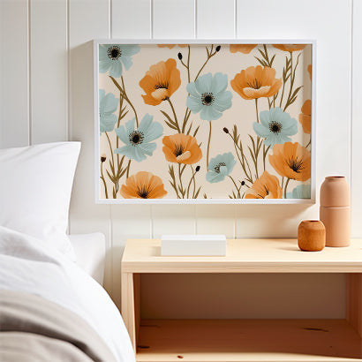 Orange & Blue Floral Pattern